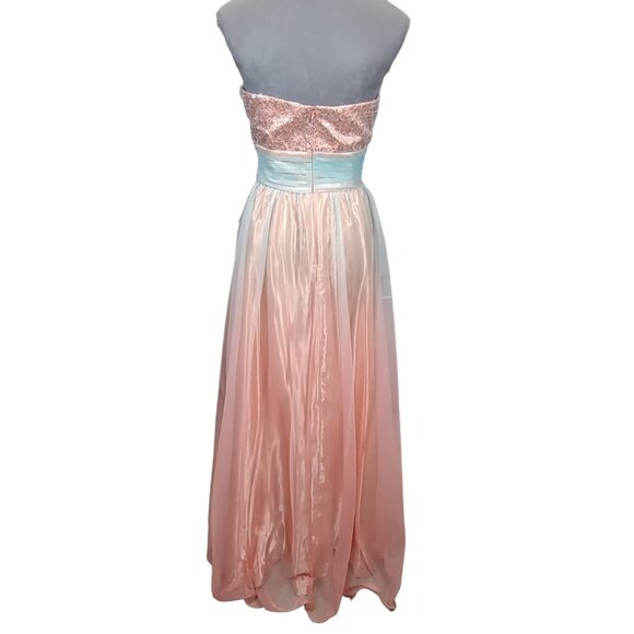 Vintage Blondie Nites Dress Peach Mint Ombre Beaded Prom Semi Formal Sz 11 - Picture 3 of 11